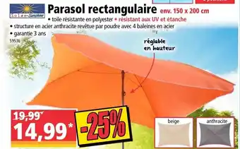 Norma Parasol rectangulaire offre