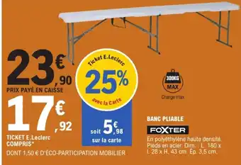 FOXTER BANC PLIABLE