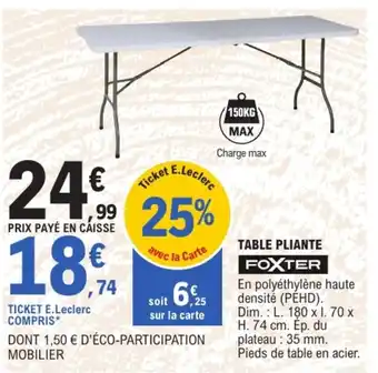 FOXTER TABLE PLIANTE