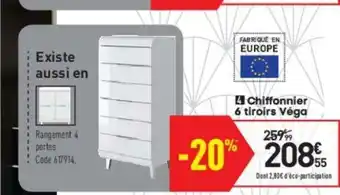 Conforama Chiffonnier 6 tiroirs Véga offre