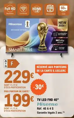 E.Leclerc Espace Culturel Hisense TV LED FHD 40" offre