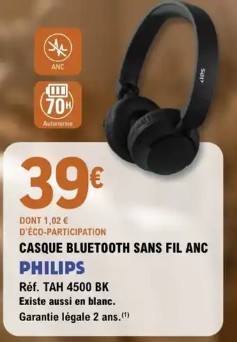 PHILIPS CASQUE BLUETOOTH SANS FIL ANC