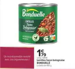 Carrefour City BONDUELLE Lentilles façon bolognaise offre