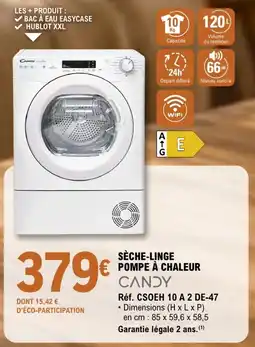E.Leclerc Espace Culturel CANDY SÈCHE-LINGE POMPE À CHALEUR offre