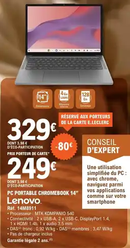 E.Leclerc Espace Culturel Lenovo PC PORTABLE CHROMEBOOK 14" offre