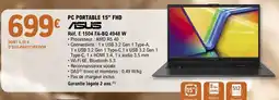 E.Leclerc Espace Culturel ASUS PC PORTABLE 15" FHD offre