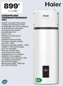 Brico Dépôt Haier Chauffe-eau thermodynamique 110 L offre