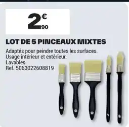 Brico Dépôt LOT DE 5 PINCEAUX MIXTES offre