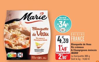 G20 Blanquette De Veay Riz Crémeaux & Champignons émincés Marie offre
