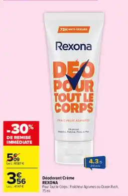Carrefour Rexona Déodorant Crème offre