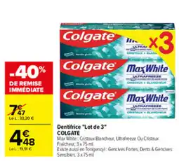 Carrefour COLGATE Dentifrice offre