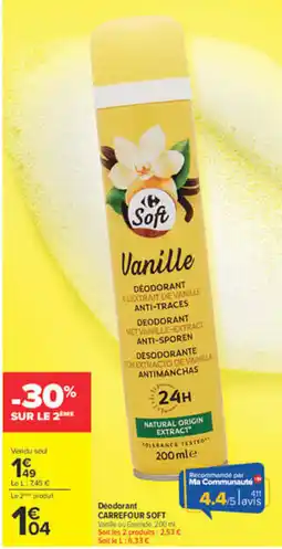Carrefour Carrefour Soft Déodorant Vanille offre