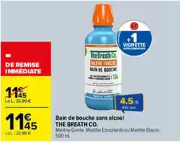 Carrefour THE BREATH CO. Bain de bouche sans alcool offre