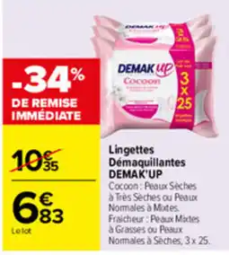 Carrefour DEMAK UP Lingettes Démaquillantes offre