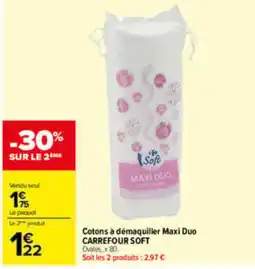 Carrefour CARREFOUR SOFT Cotons à démaquiller Maxi Duo offre