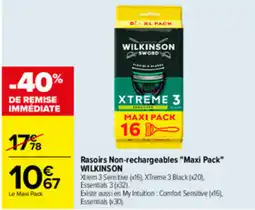 Carrefour WILKINSON Rasoirs Non-rechargeables "Maxi Pack" offre
