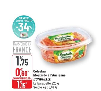 G20 Coleslaw Moutarde A L'Ancienne Bonduelle offre