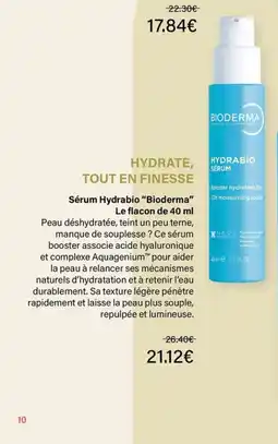 Monop' Bioderma serum hydrabio offre