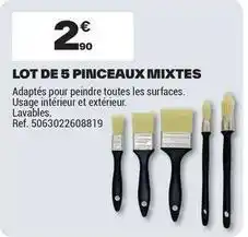Brico Dépôt Lot de 5 pinceaux mixtes offre