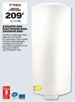 Brico Dépôt Chauffe-eau électrique 200l 2200 un blanc offre