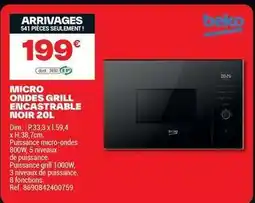 Brico Dépôt Beko - micro ondes grill encastrable noir offre
