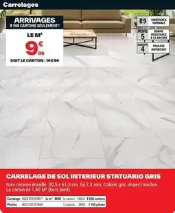 Brico Dépôt Carrelage de sol interieur statuario gris offre