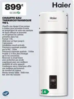 Brico Dépôt Haier - chauffe-eau thermodynamique 110 l offre