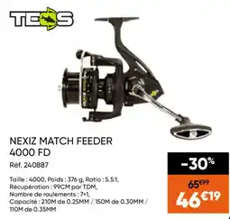 Pacific Pêche TEOS NEXIZ MATCH FEEDER 4000 FD offre