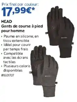 Costco HEAD Gants de course à pied pour homme offre