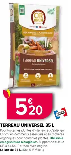 Kiriel OR BRUN Terreau Universel offre