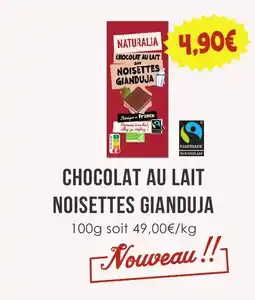 Naturalia NATURALIA CHOCOLAT AU LAIT NOISETTES GIANDUJA offre