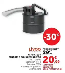 Super U Livoo Aspirateur cendres & poussières offre