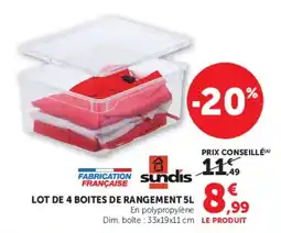 Super U sundis BOITES DE RANGEMENT offre