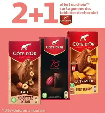 Auchan Cote d'or bon plan sur la gamme des tablettes de chocolat de la marque cote d'or offre