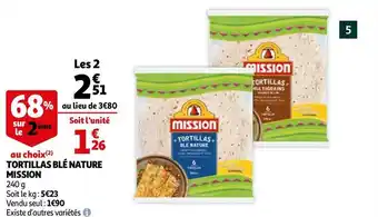 Auchan Mission tortillas blé nature offre