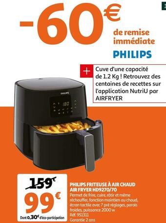 Auchan Philips friteuse à air chaud air fryer hd9270/70 offre