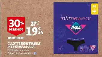 Auchan Nana culotte menstruelle intimewear offre