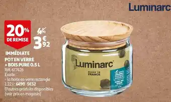 Auchan Luminarc pot en verre + bois pure 0.5 l offre