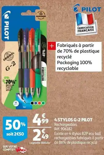 Auchan Pilot 4 stylos g-2 offre