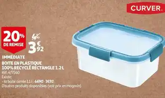 Auchan Boite en plastique 100% recyclé rectangle 1.2 l offre