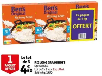 Auchan Uncle ben's riz long grain ben's original offre