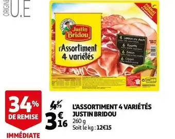 Auchan Justin bridou l'assortiment 4 variétés offre