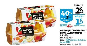 Auchan Auchan coupelles du verger au sirop léger offre