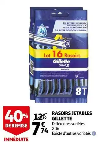 Auchan Gillette rasoirs jetables offre