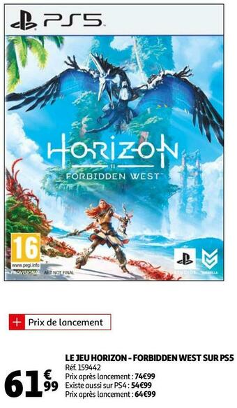 Auchan Le jeu horizon - forbidden west sur ps5 offre