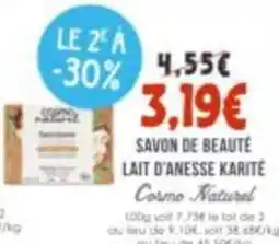 Naturalia Cosmo Natural Savon de beauté lait d'anesse karité offre