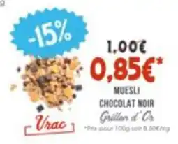 Naturalia Grillon d'Or Muesli Chocolat Noir offre