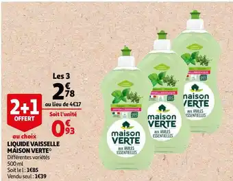 Auchan Maison verte liquide vaisselle * offre
