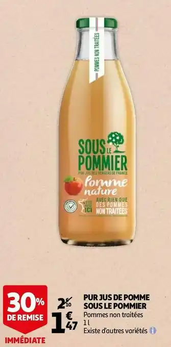 Auchan Sous le pommier pur jus de pomme offre