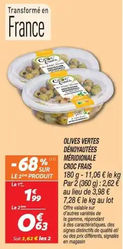 Netto Croc Frais Olives vertes dénoyautées méridionale offre